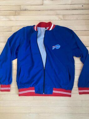 Buffalo Bills Bomber Jacket Men’s XL Blue Red Full Zip Lightweight NFL Style